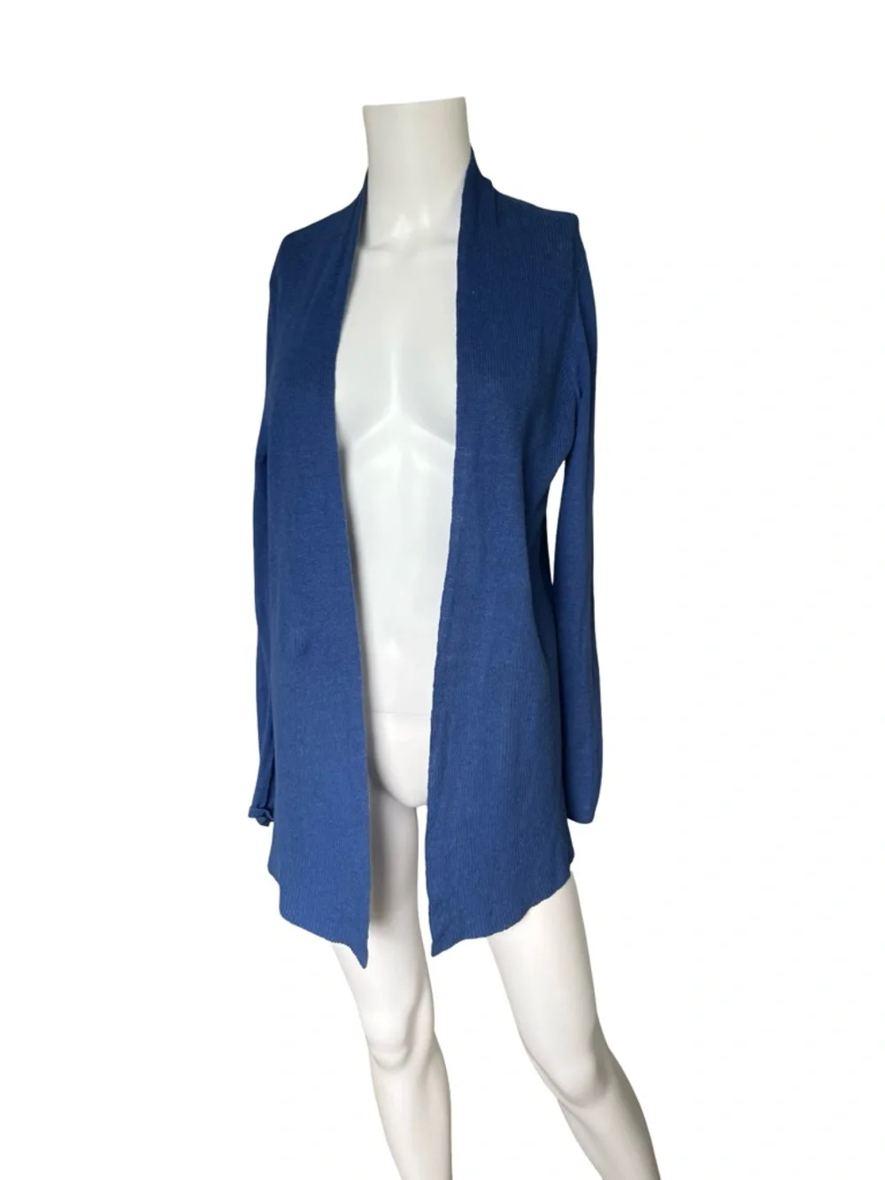 J McLaughlin Blue Open Front Cardigan Sweater Cotton Linen Womens Size Small